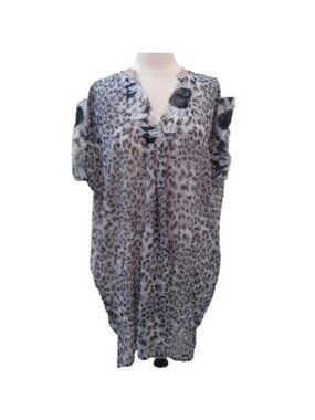 Adele Altman Roma Swim Cover-up, Black/White/Grey, size 1X